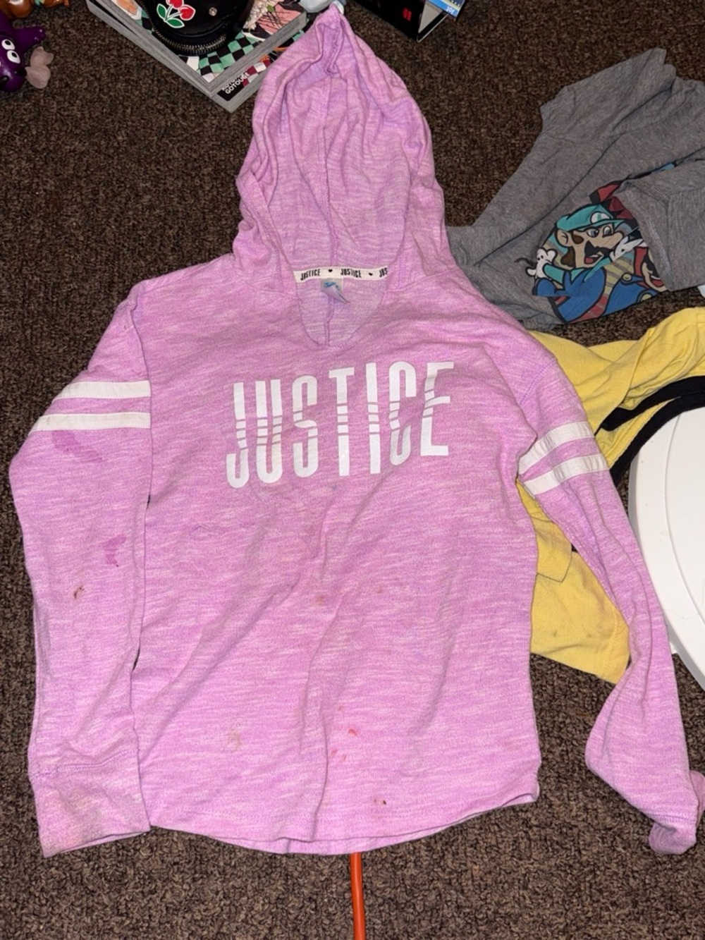 Justice Pink Hooded Long Sleeve Shirt with White Logo